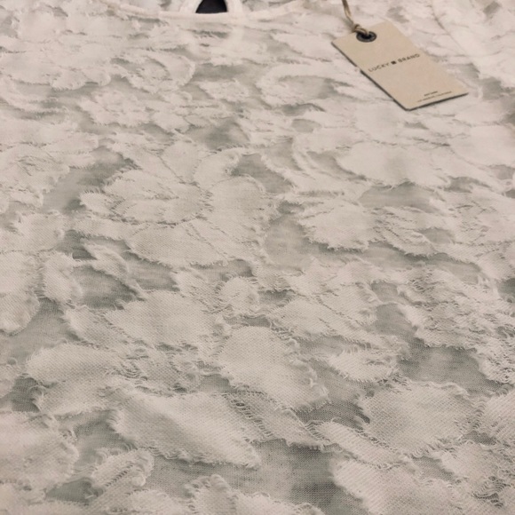 SOLD NWT XS Lucky Brand Clipped Jacquard Neck Tee - Picture 5 of 8